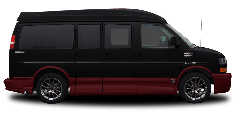 Black and sale red van