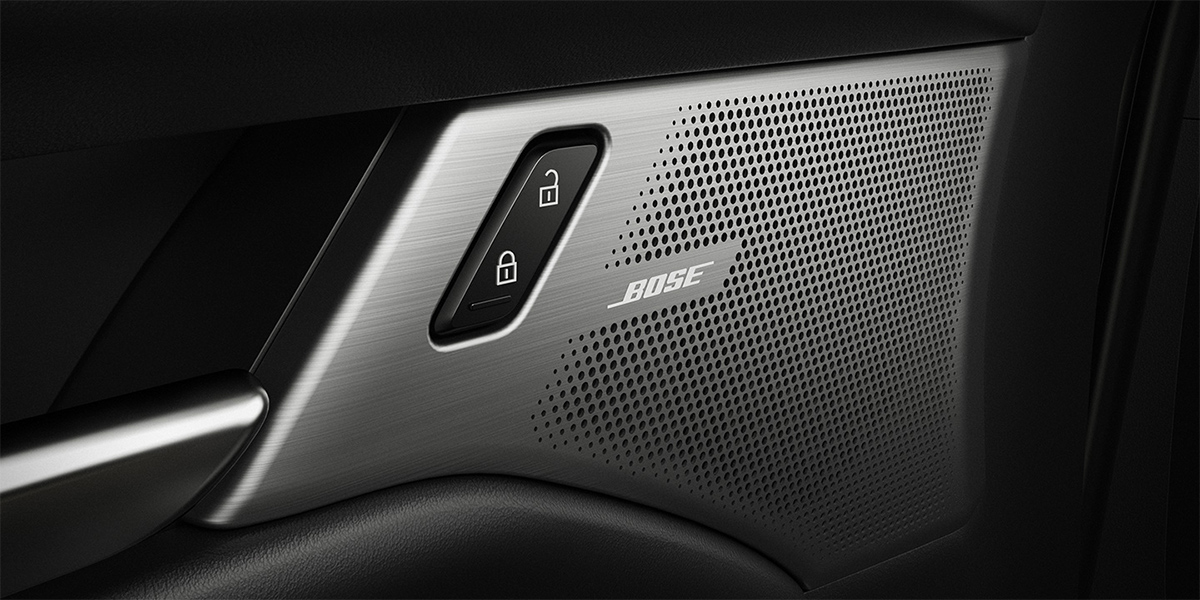 Bose speaker in the door of a Mazda3 Sedan