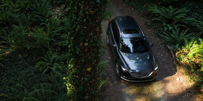 A 2020 MazdaCX-9 driving on a dirt road