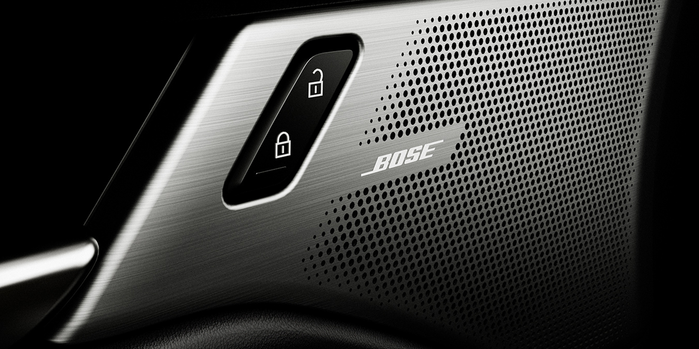 Bose speaker on the door of a Mazda3 Sedan