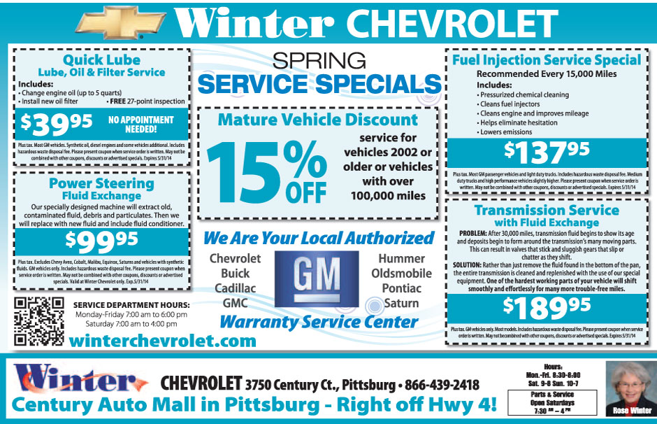 Bay Area Chevrolet Service Specials