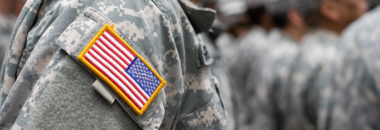 Military Uniform with an American Flag patch