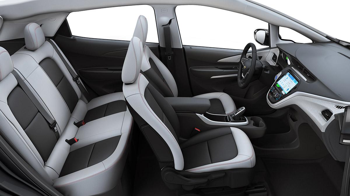 The Chevy Bolt EV wide view of the interior seating.