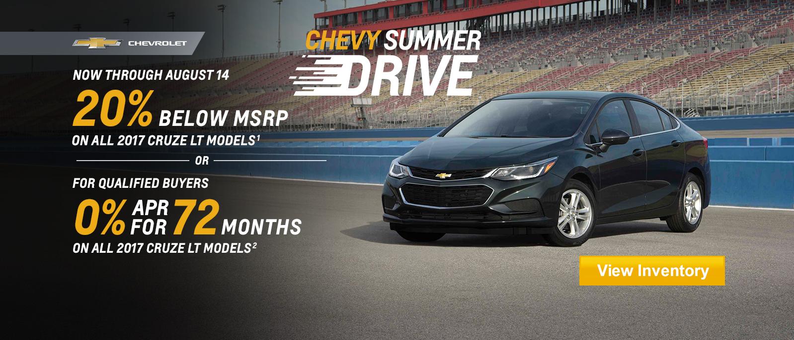 20% off MSRP or 0% ARP on Cruzes!