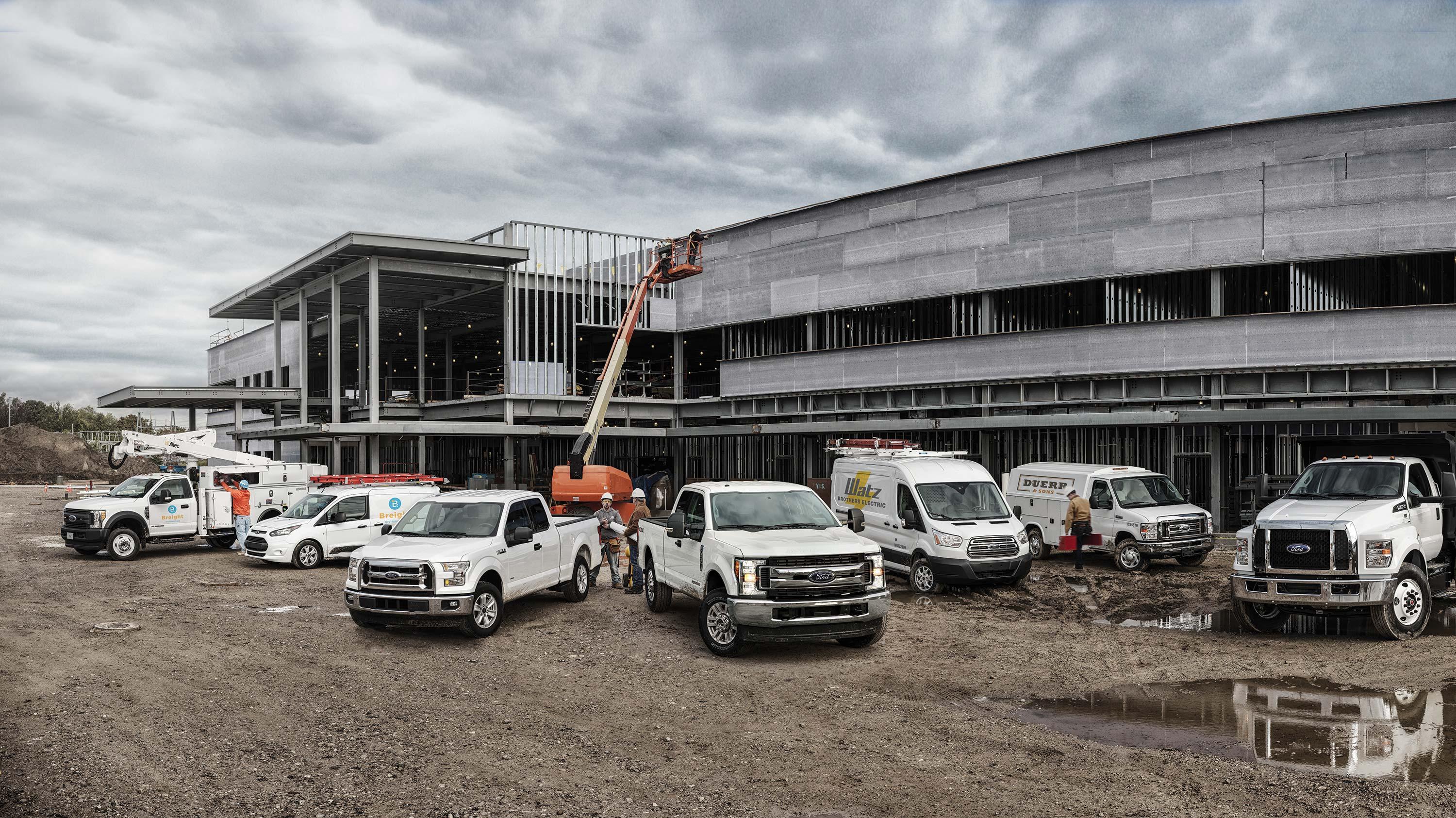2017 Ford Commercial Truck Lineup on construction site