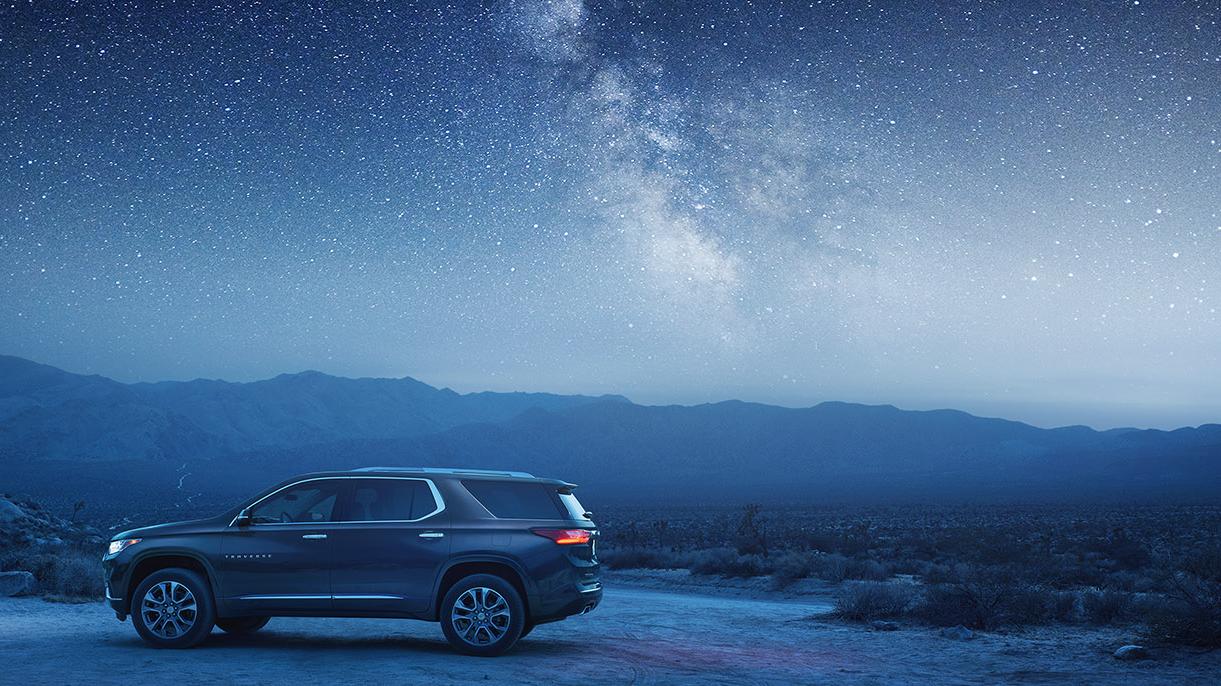 Chevy Traverse in a high-desert star field.