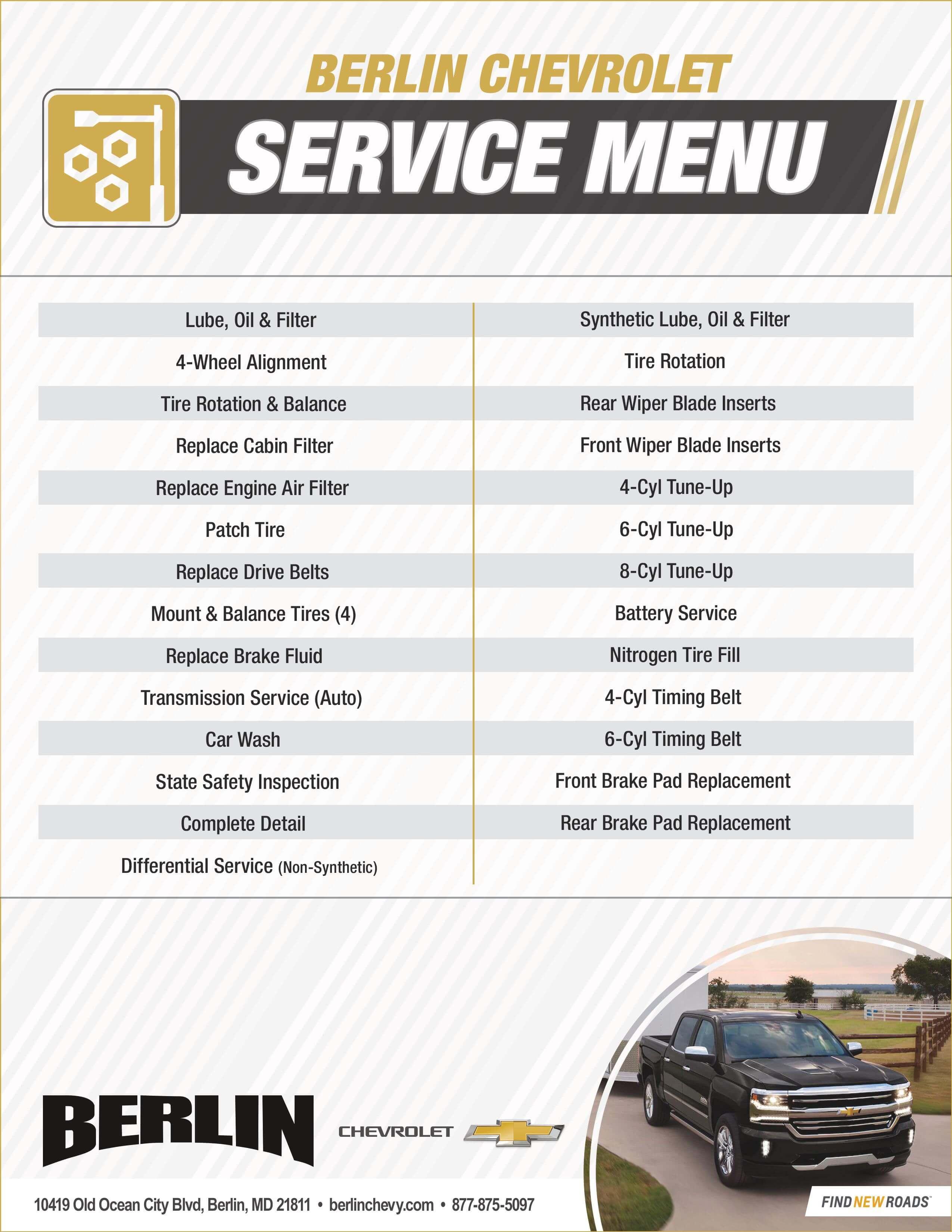 i.g. Burton Chevrolet of Berlin Service Menu