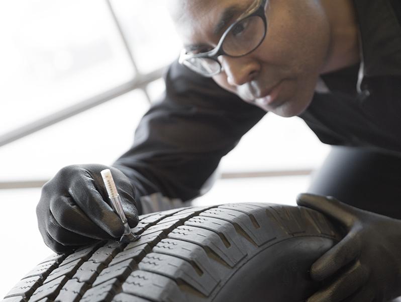 Measure tread depth for vehicle tire in Beaverton