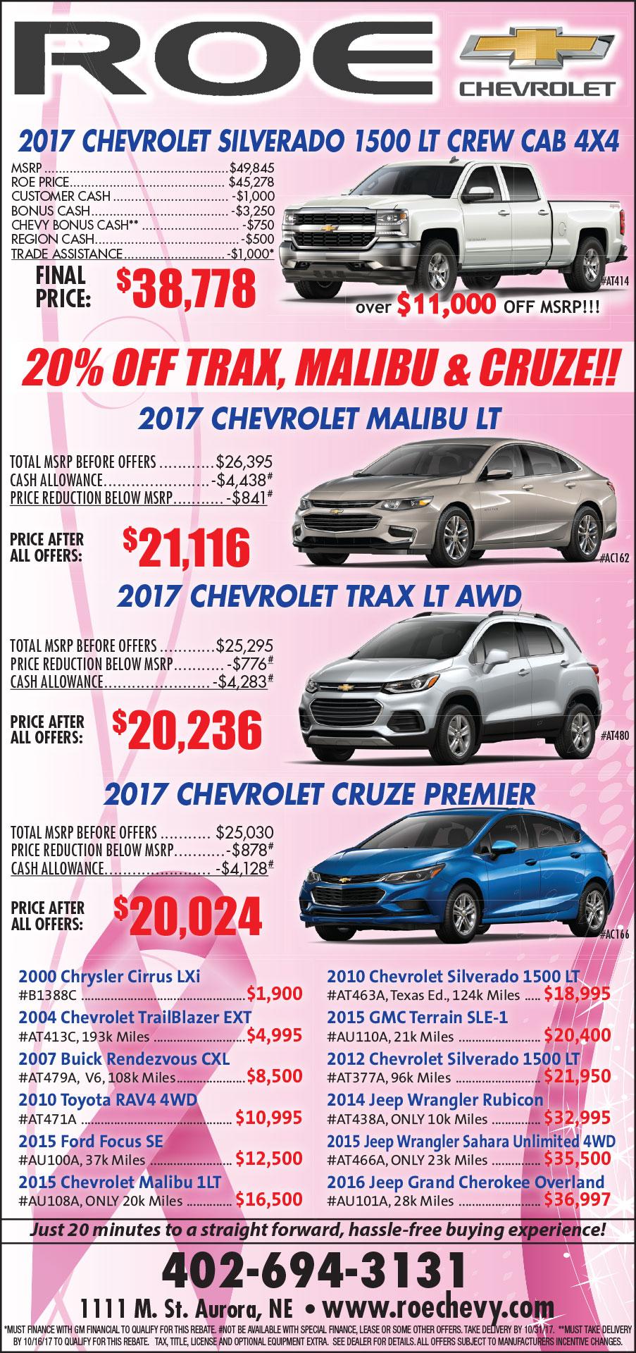 Roe Chevrolet Newspaper Ad