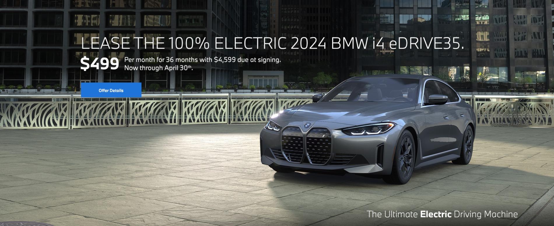 Lease the 100% electric 2024 bmw i4 eDrive35