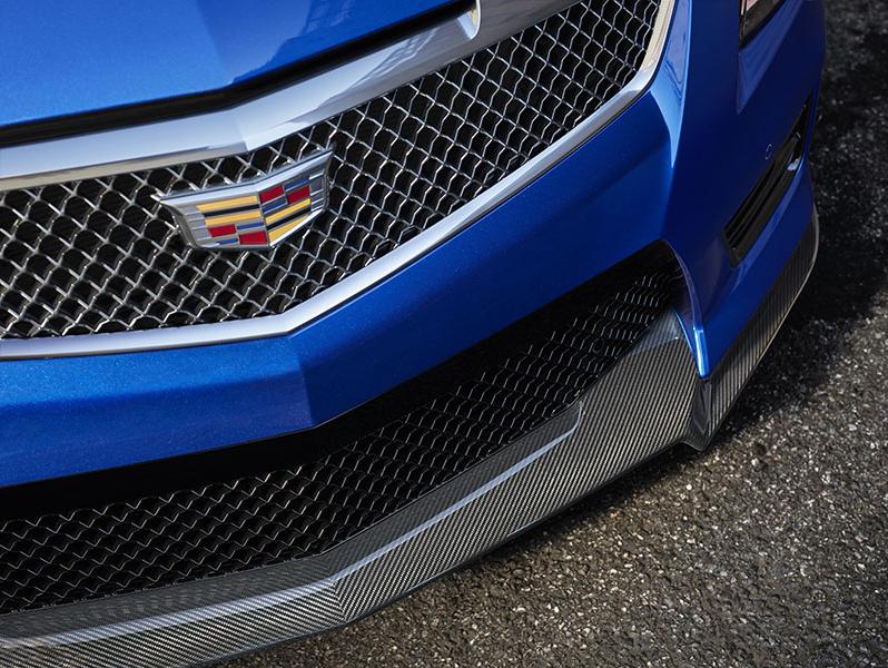 Close-up of a Cadillac ATS-V front grille.