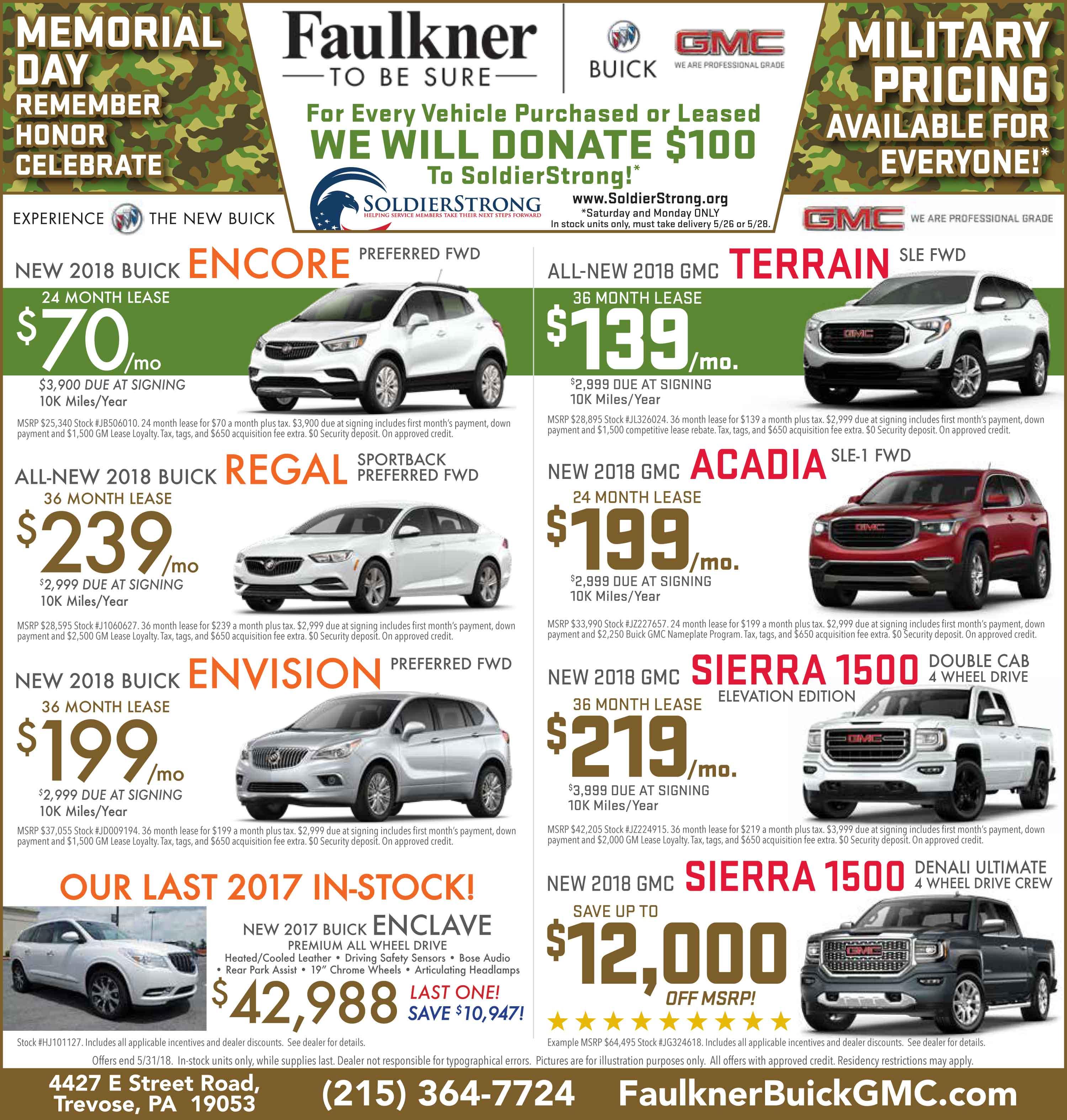 Faulkner Memorial sales on Buick And GMC Vehicles