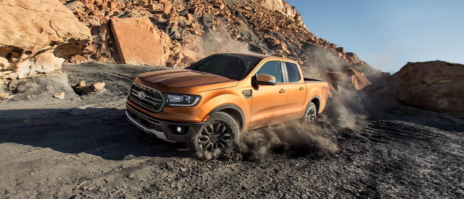 A 2022 Ford Ranger is running on the mountain road.
