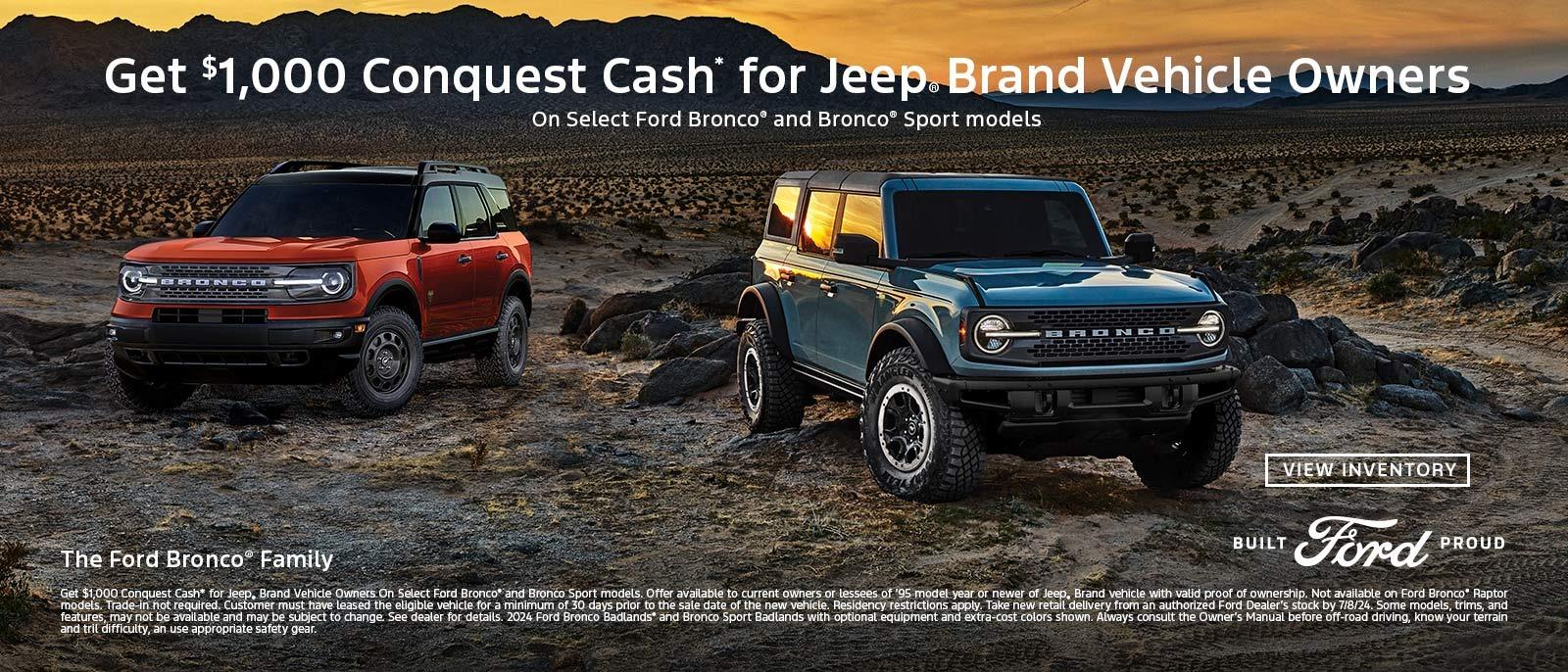 Get $1,000 Conquest Cash for Jeep Brand Vehicle Owners
