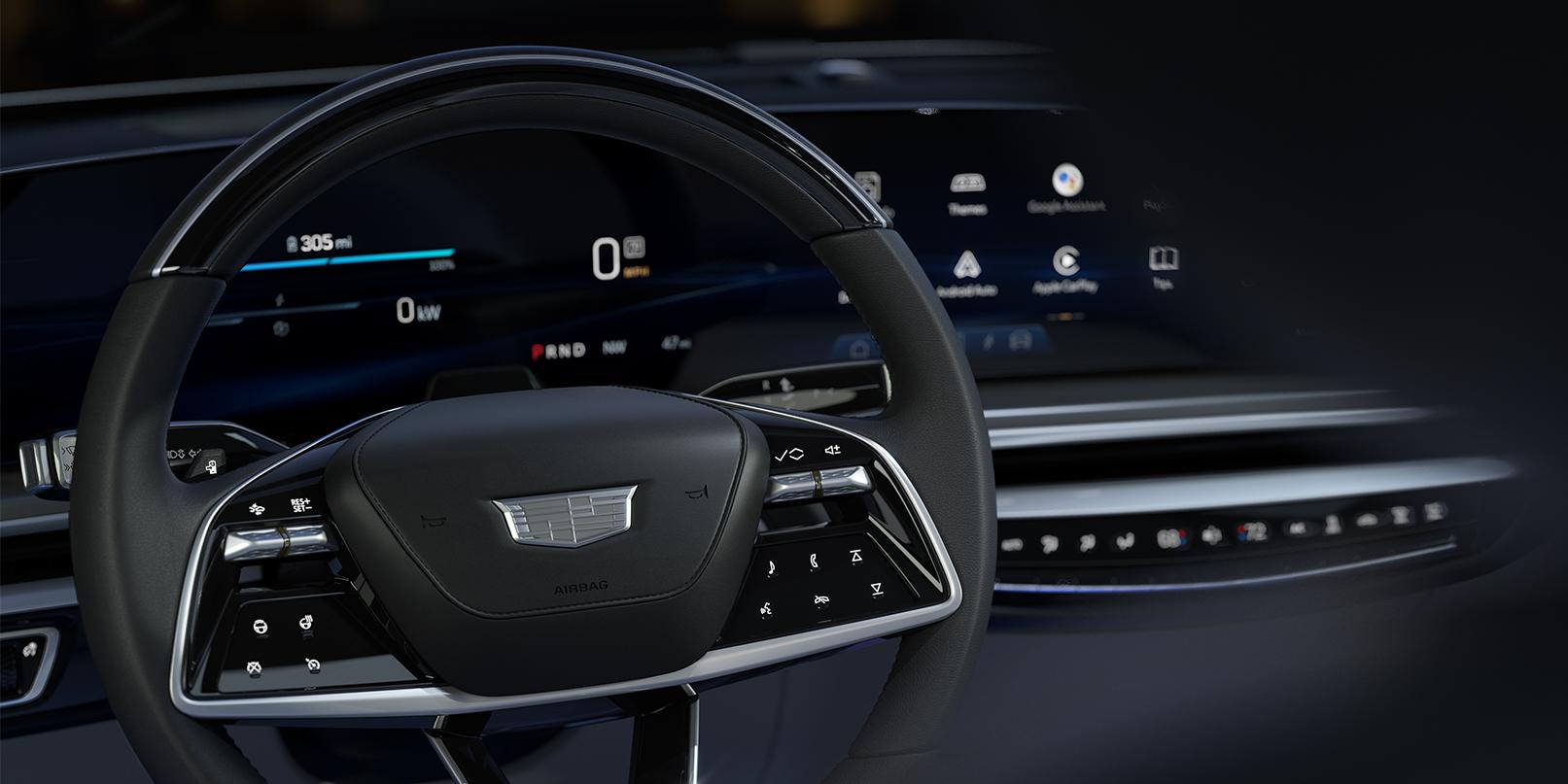 2023 Cadillac Lyriq Interior steering wheel.