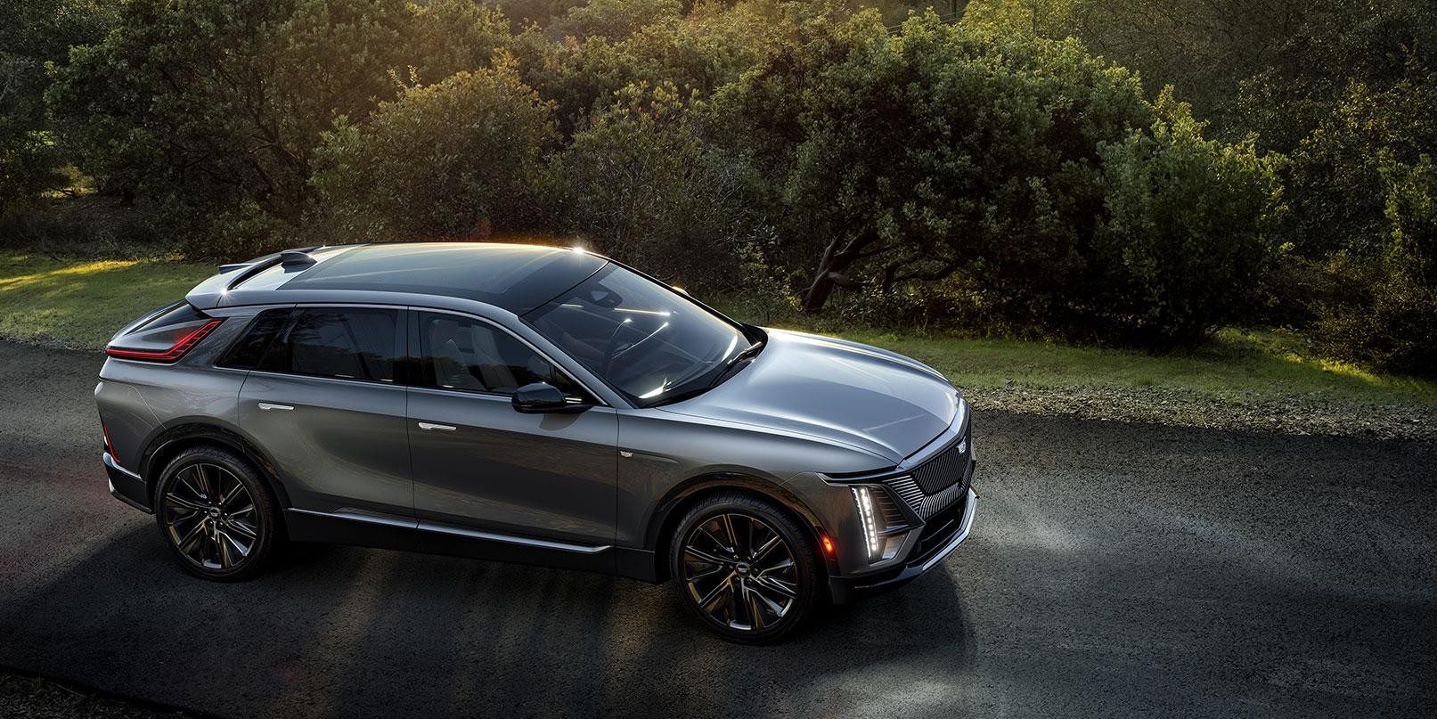 2023 Cadillac Lyriq parked on road passenger side