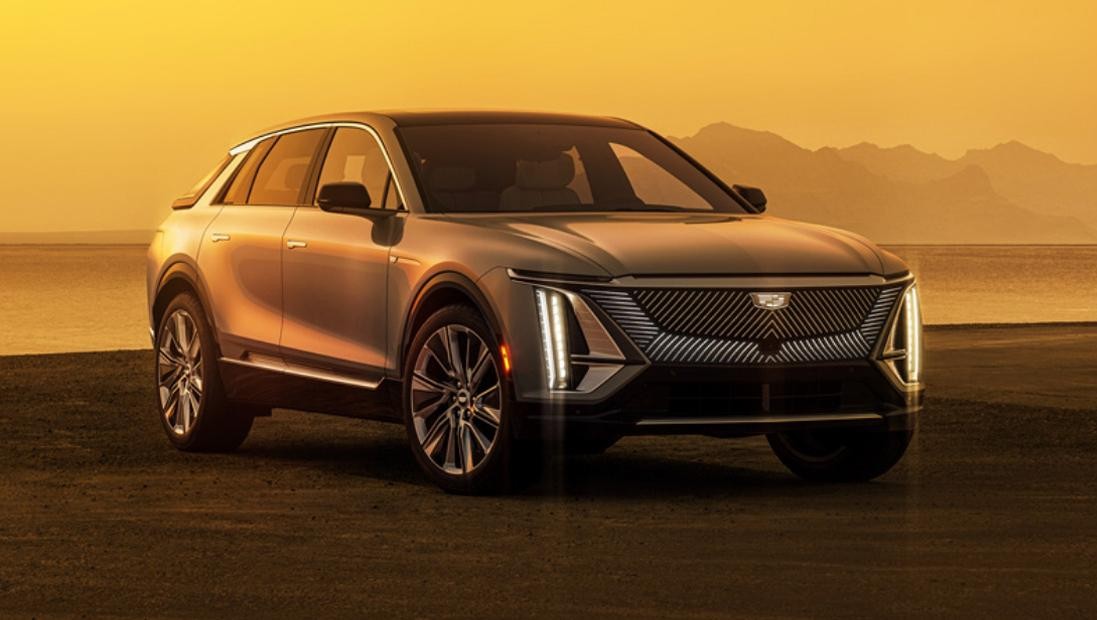 Cadillac Lyriq EV Sitting in a Desert at Dusk