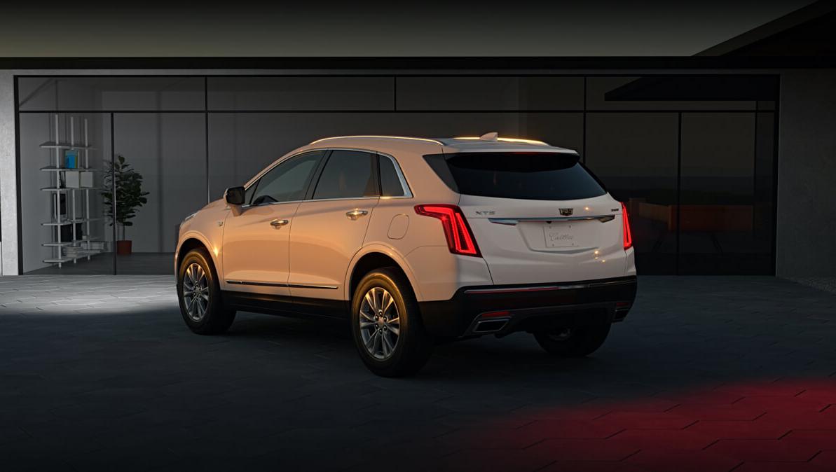 Exterior view of a Cadillac XT5 in dusk light