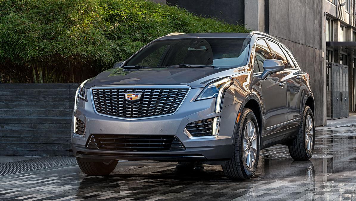 Front view of a grey Cadillac XT5.