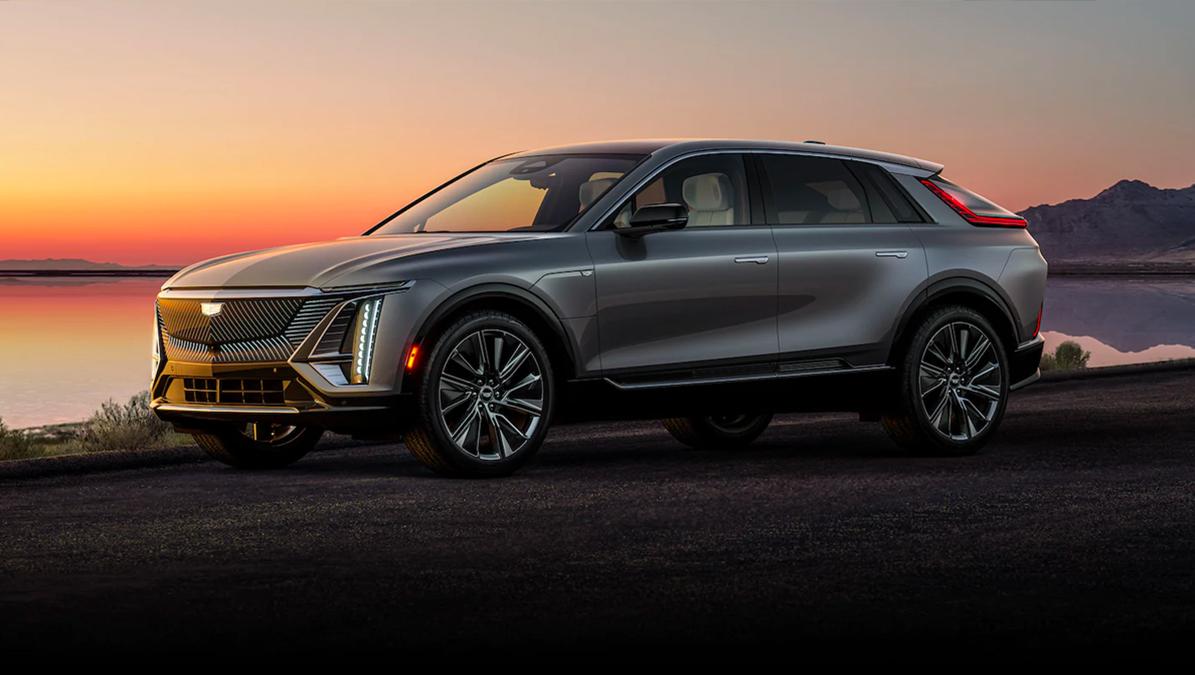 2023 Cadillac LYRIQ Electric SUV Side View During Sunset