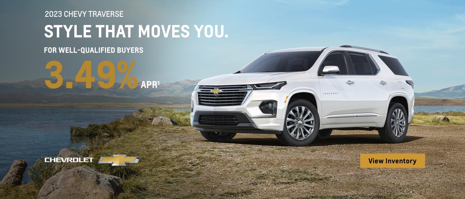 2023 Chevy Traverse. For well-qualified buyers 3.49% APR