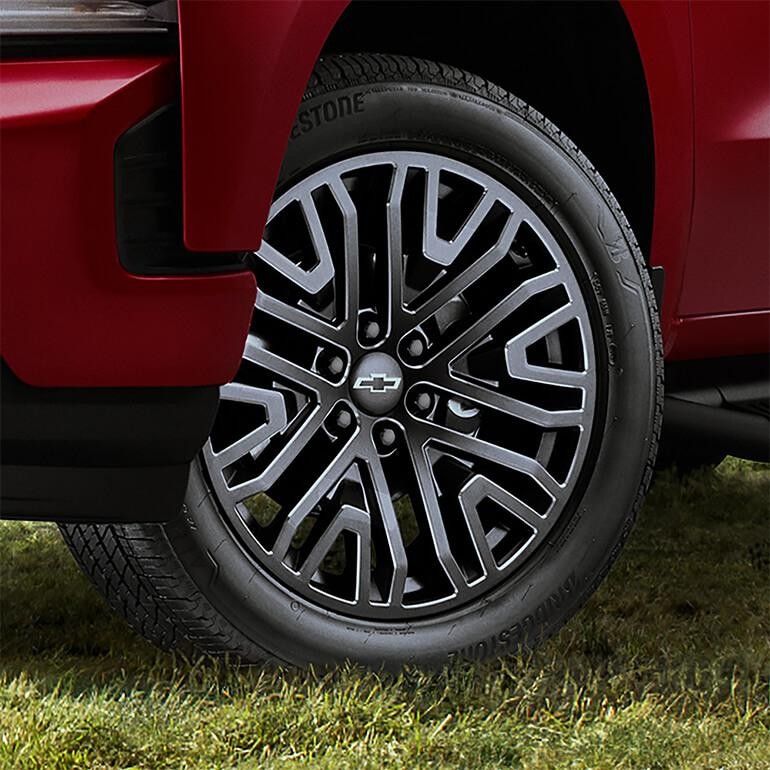 Tires on Red Silverado