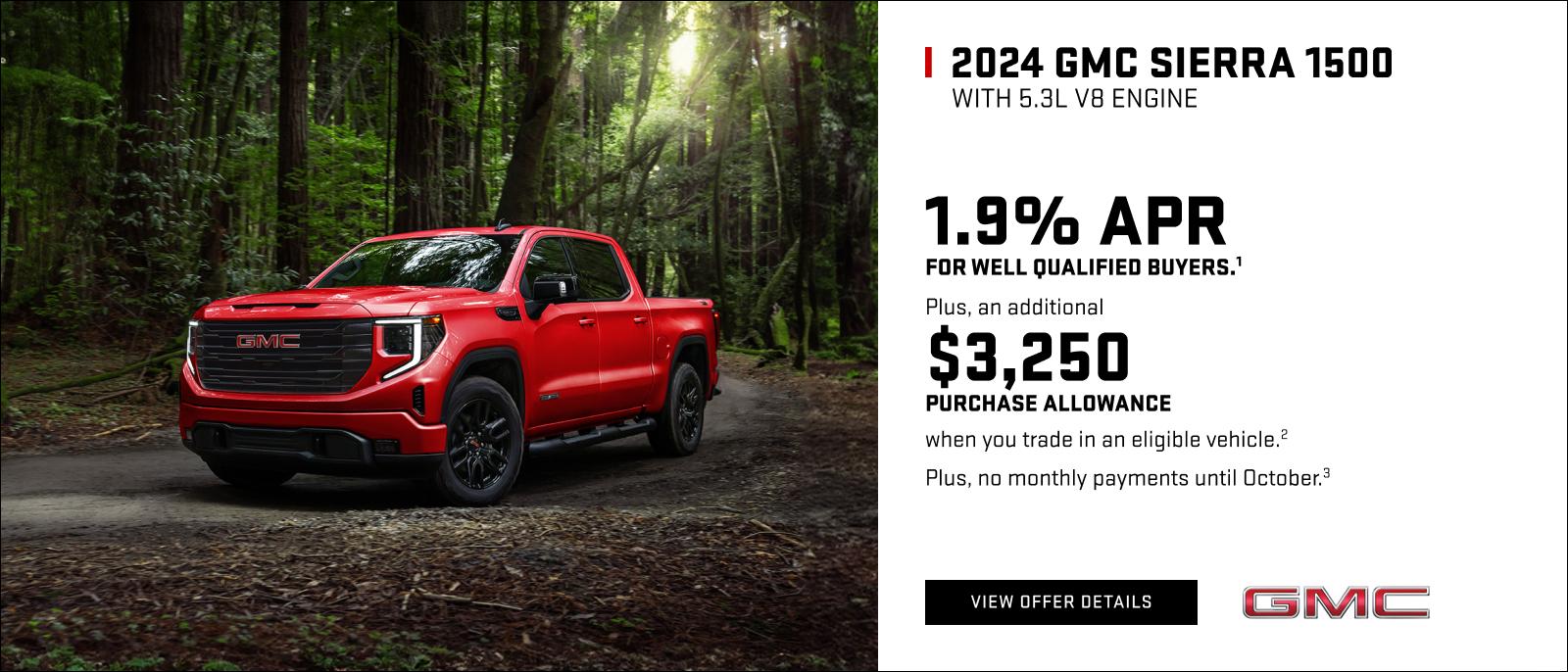 1.9% APR for well-qualified buyers.1

Plus, an additional $3,250 PURCHASE ALLOWANCE when you trade in an eligible vehicle.2

Plus, no monthly payments until October. 3