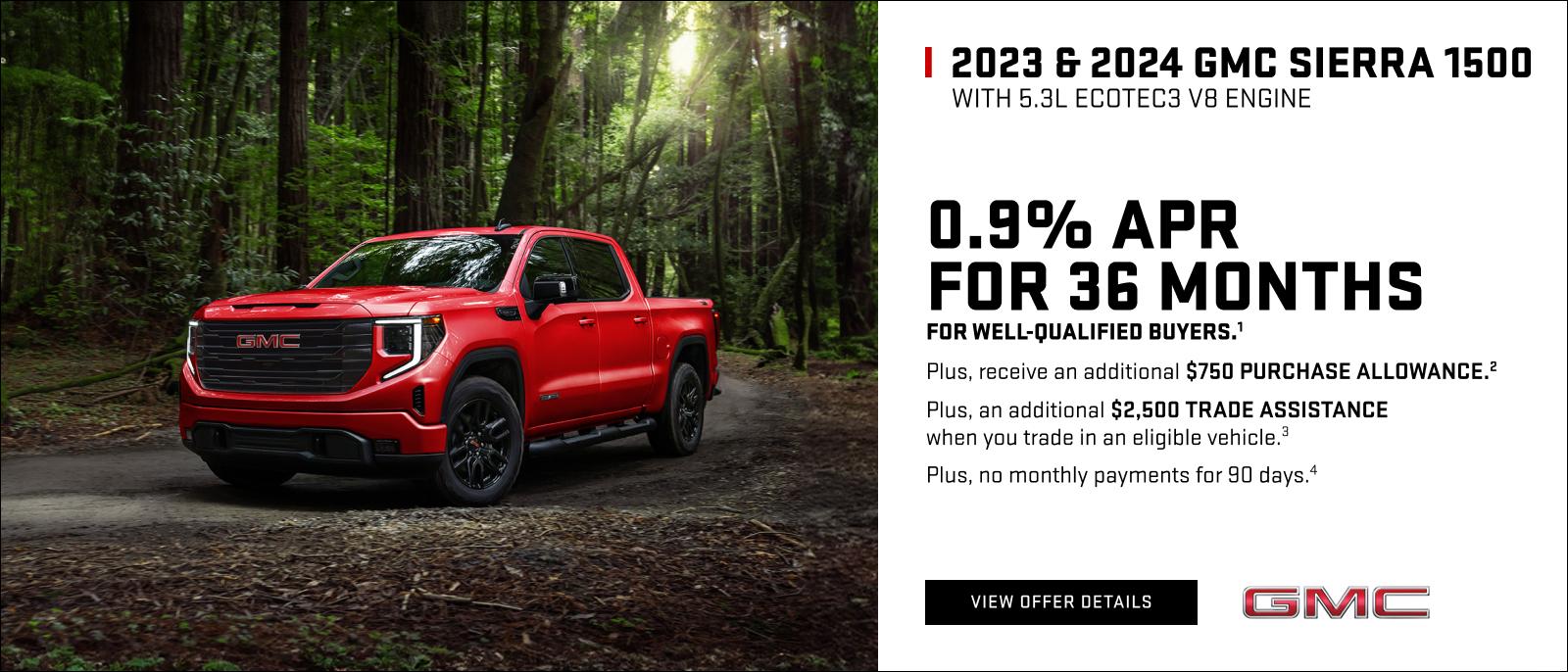 0.9% APR for 36 MONTHS for well-qualified buyers.1

Plus, receive an additional $750 PURCHASE ALLOWANCE.2

Plus, an additional $2,500 TRADE ASSISTANCE when you trade in an eligible vehicle.3

PLUS, NO MONTHLY PAYMENTS FOR 90 DAYS. 4