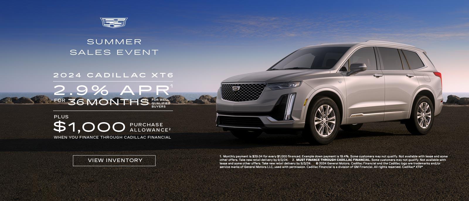 2024 Cadillac XT6. 2.9% APR for 36 months. Plus $1,000 purchase allowance.