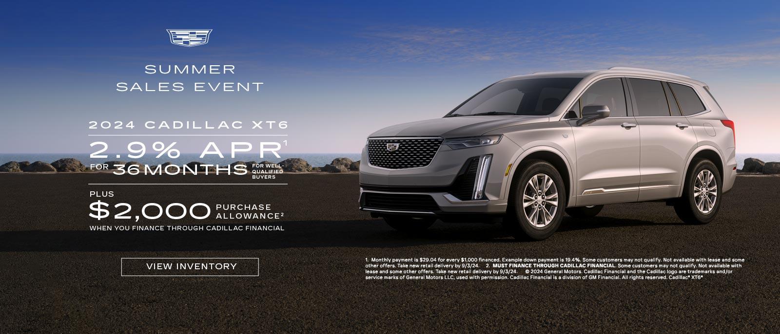 2024 Cadillac XT6. 2.9% APR for 36 months. Plus $2,000 purchase allowance.