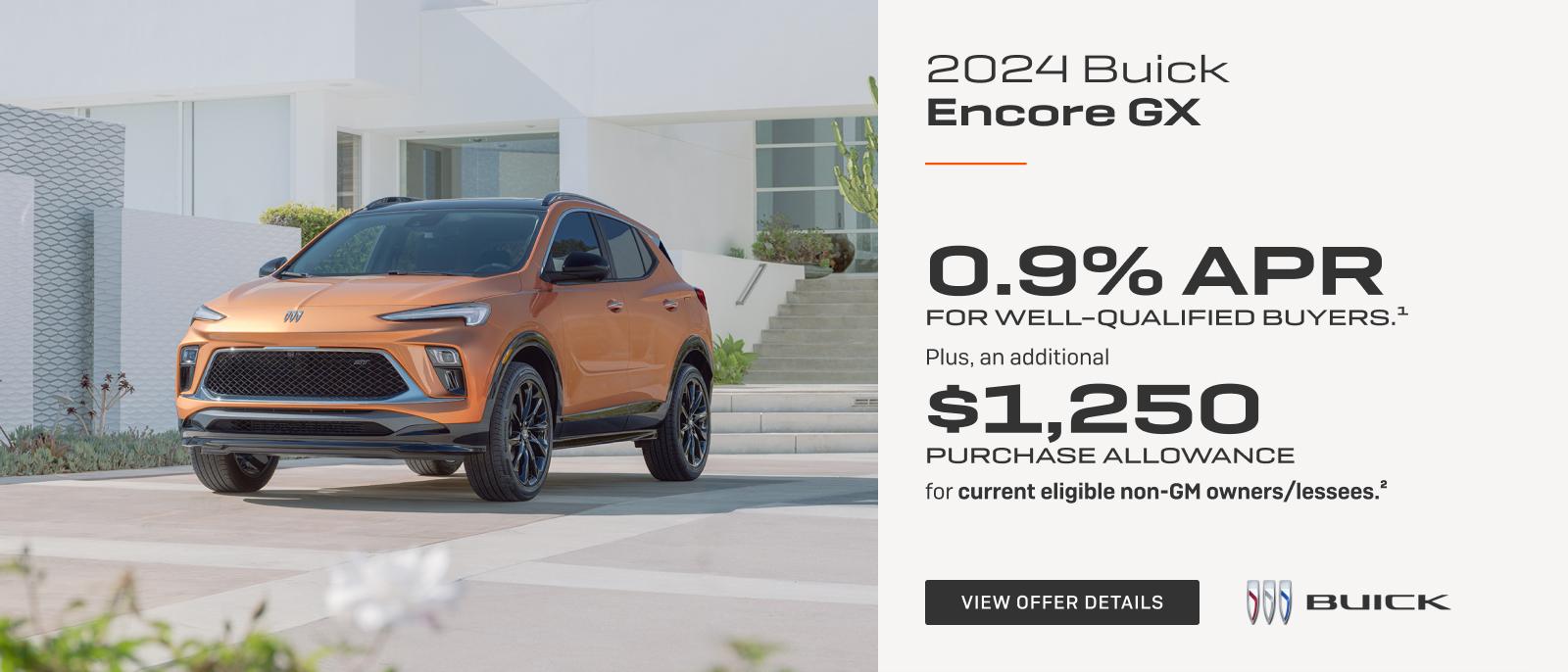 0.9% APR 
FOR WELL-QUALIFIED BUYERS.1

Plus, an additional $1,250 PURCHASE ALLOWANCE for current eligible non-GM owners/lessees.2