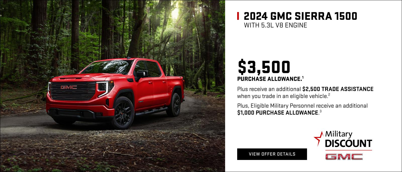 $3,500 PURCHASE ALLOWANCE.1

Plus, receive an additional $2,500 TRADE ASSISTANCE when you trade in an eligible vehicle.2

Plus, Eligible Military Personnel receive an additional $1,000 PURCHASE ALLOWANCE.3