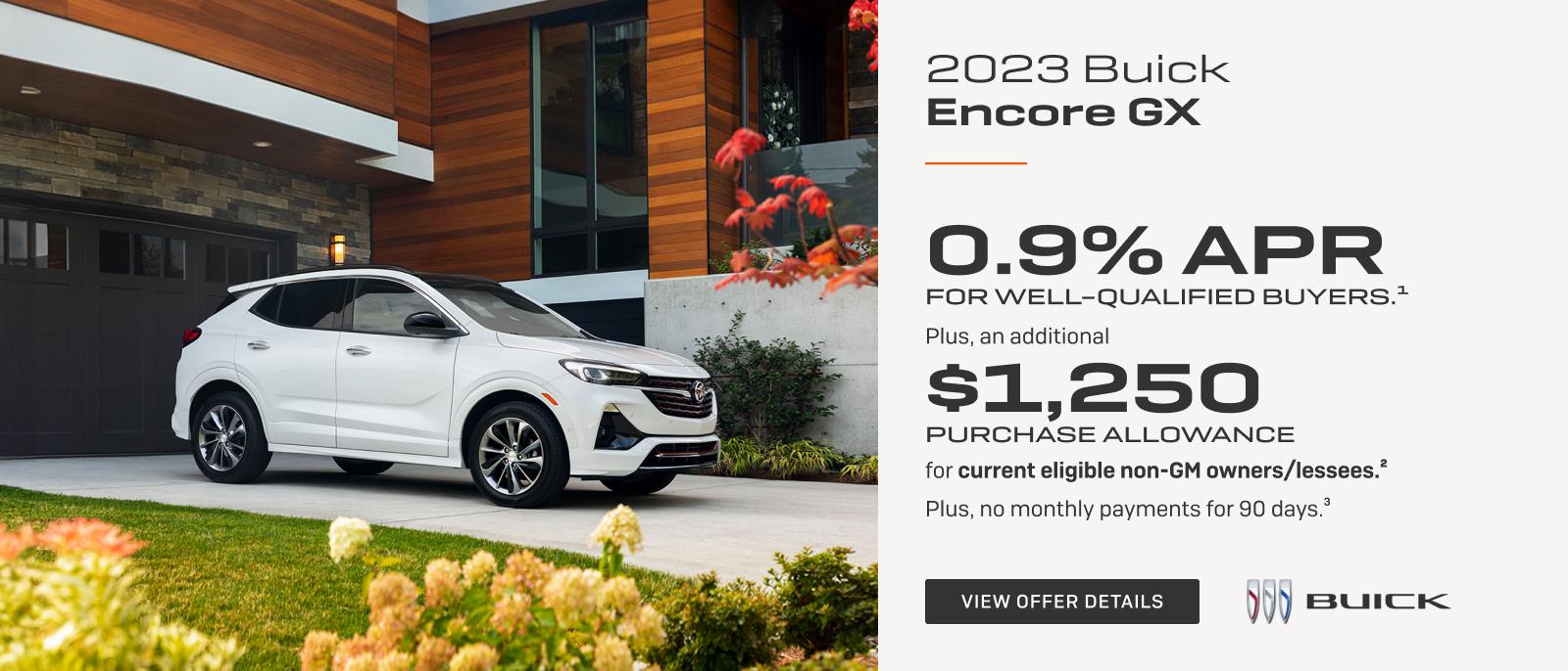 0.9% APR 
FOR WELL-QUALIFIED BUYERS.1

Plus, an additional $1,250 PURCHASE ALLOWANCE for current eligible non-GM owners/lessees.2

Plus, no monthly payments for 90 days.3