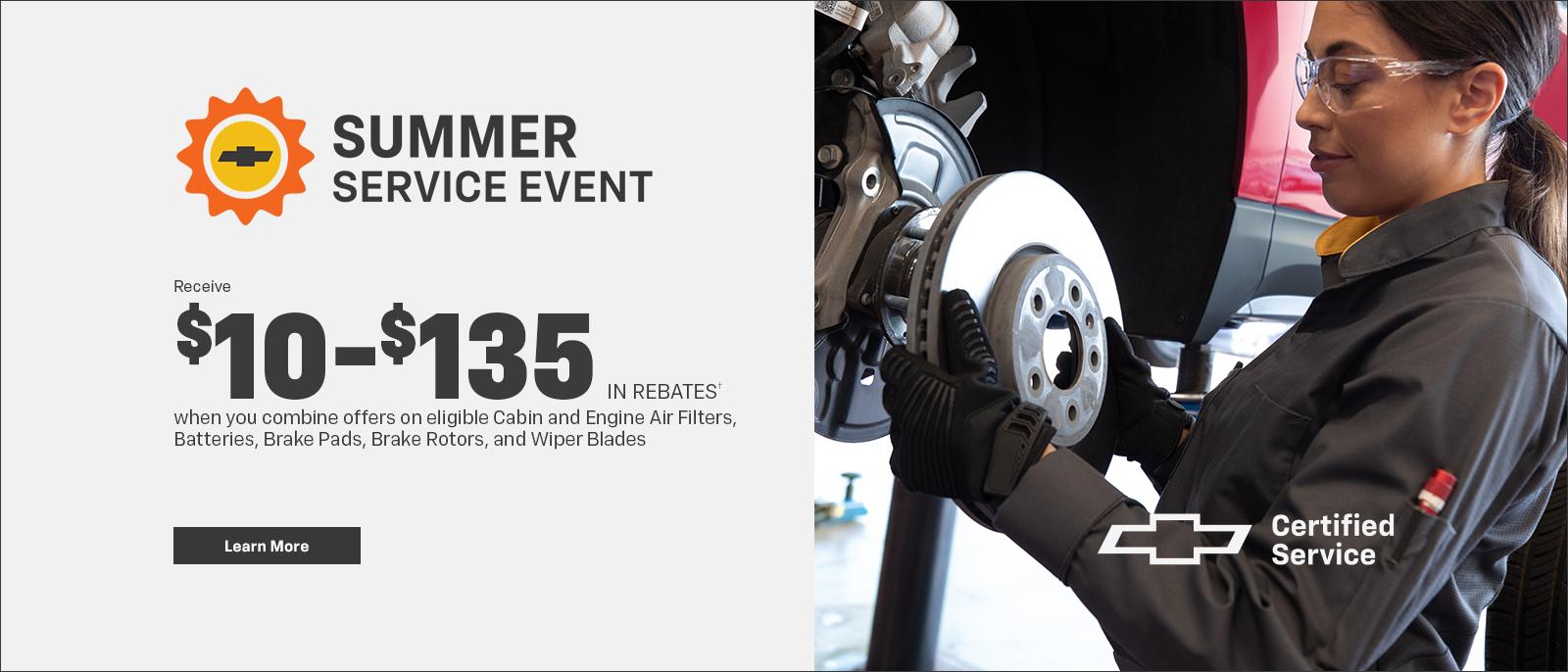 Receive $10-$135 in rebates on eligible parts