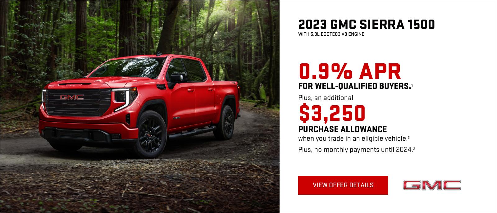 0.9% APR for well-qualified buyers.1

Plus, an additional $3,250 PURCHASE ALLOWANCE when you trade in an eligible vehicle.2

PLUS, NO MONTHLY PAYMENTS UNTIL 2024.3