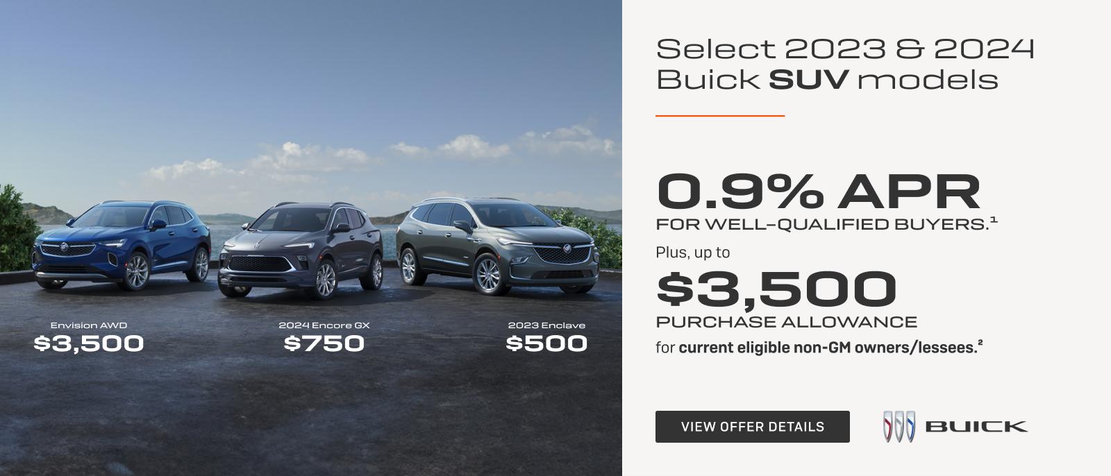 0.9% APR 
FOR WELL-QUALIFIED BUYERS.1

Plus, up to $3,500 PURCHASE ALLOWANCE for current eligible non-GM owners/lessees.2