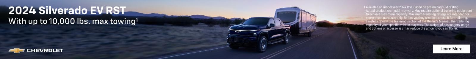 2024 Silverado EV RST. With up to 10,000 lbs. of max towing