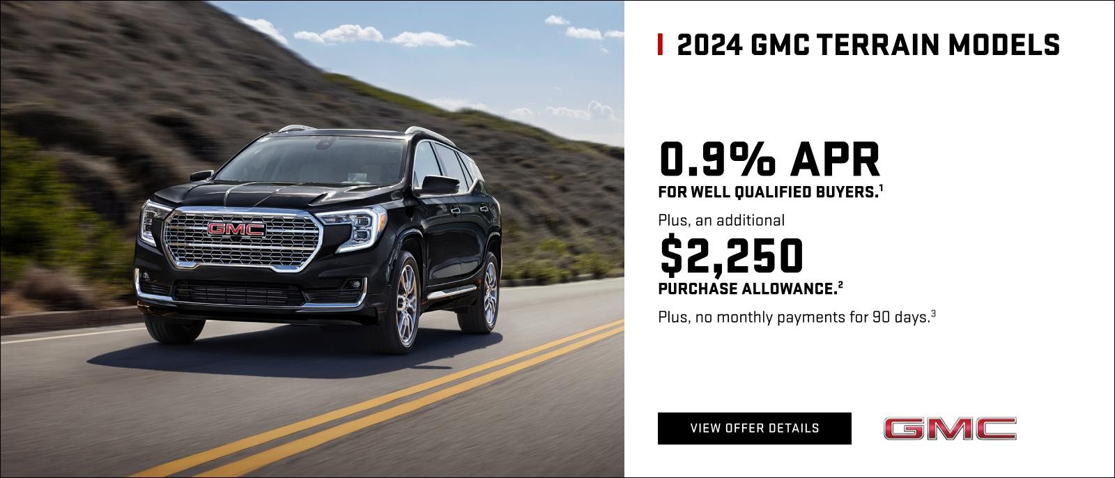 0.9% APR for well-qualified buyers.1

Plus, receive an additional $2,250 PURCHASE ALLOWANCE.2

Plus, no monthly payments for 90 days.3