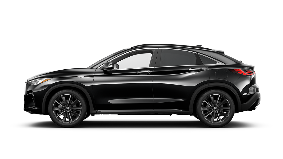 Profile view of an INFINITI QX55 Luxe trim in Black Obsidian