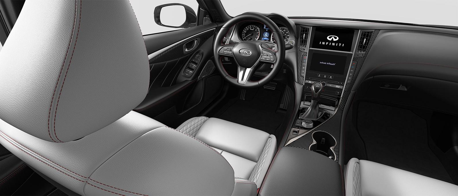 INFINITI Q50 Red Sport 400 trim interior in Gallery White color scheme.