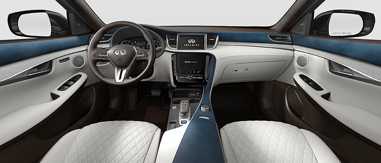 White Quilted interior view of QX50