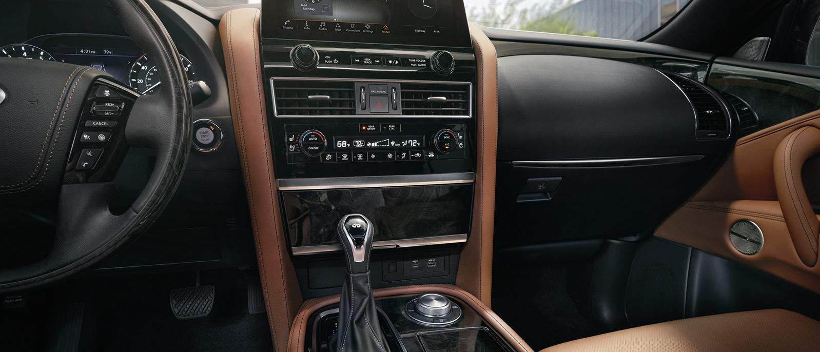 Interior view of the INFINITI QX80 featuring