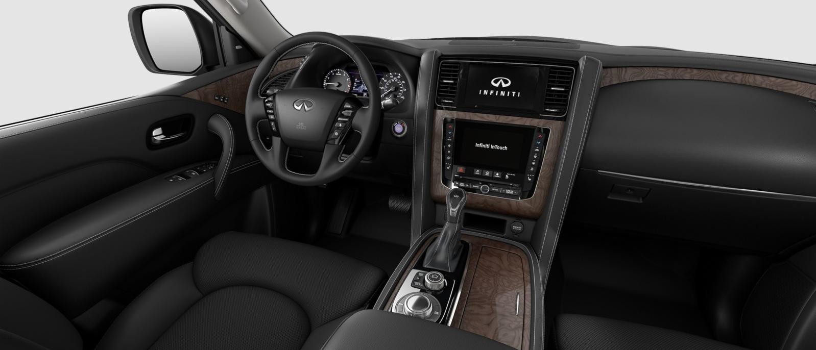 INFINITI QX80 Premium Select trim interior in Graphite color scheme.