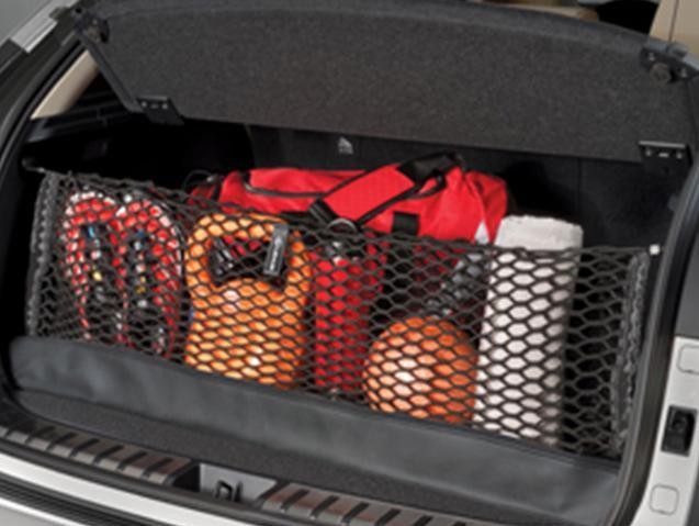 Cargo net in trunk of car