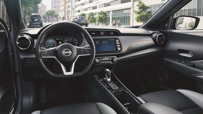 Interior shot of a Nissan Kicks cockpit