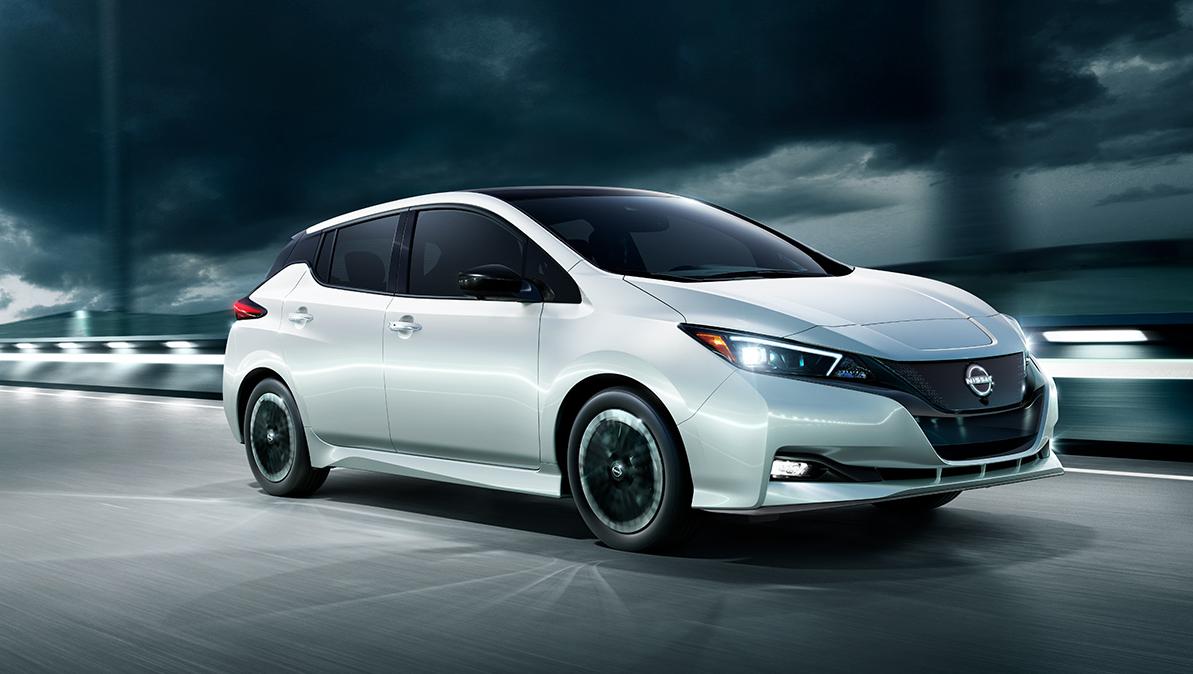 2023 Nissan Leaf is sprinting on the road.