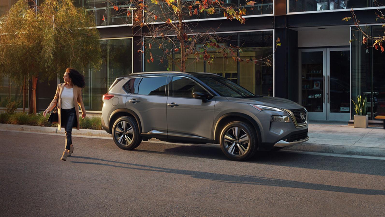Gray 2023 Nissan Rogue parked on a road