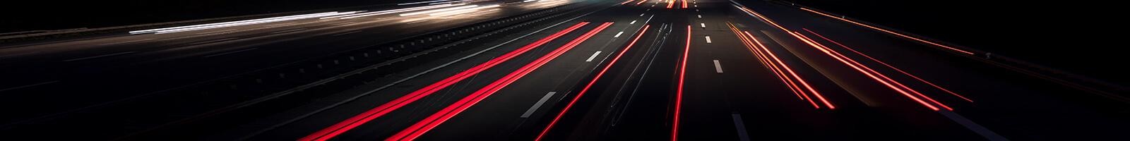 Light trails on a highway at night