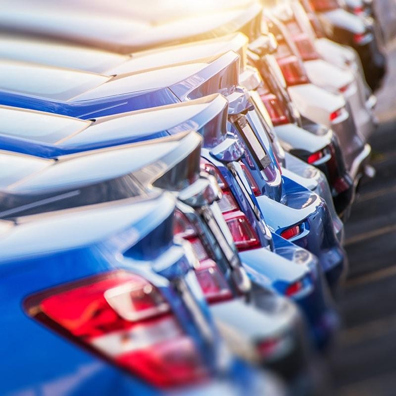 Vehicles in a dealership lot