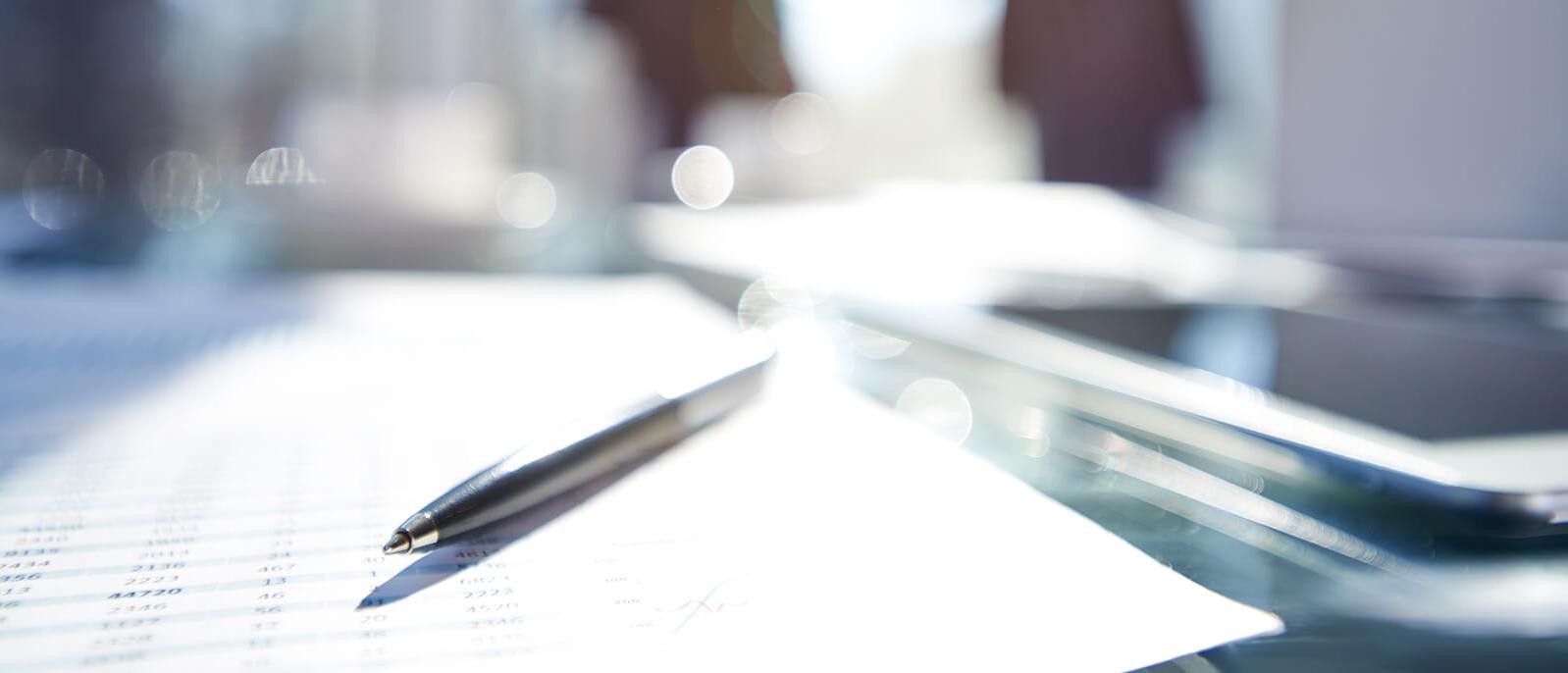 Finance documents on a desk